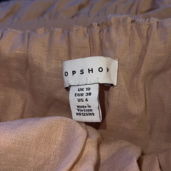 Topshop off the shoulder Ruffle Bardot Midi dress peach nude tiered dress Sz 6 - Picture 15 of 16